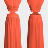 Jocelyn High Neck Top and Flowing Skirt with Side Slits
