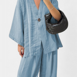 Eli V-Neck Top with Straight-Leg Pants Set