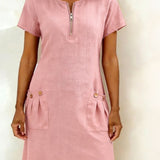 Fiona | Cotton Dress with Zipper Pocket