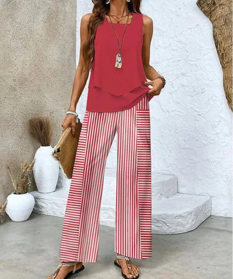 Ovelynra™ | Sleeveless Top And Wide-Leg Pants Set