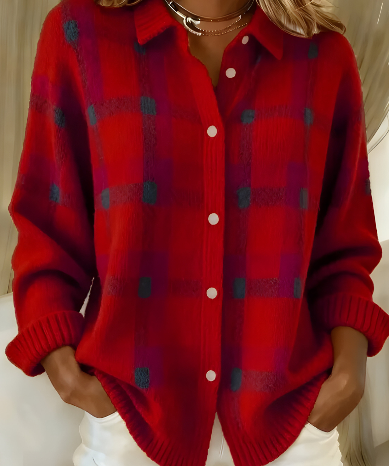 Joan | Plaid Knit Shirt Jacket