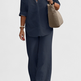 Skye Relaxed Fit Two-Piece Linen-Cotton Ensemble