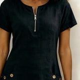 Fiona | Cotton Dress with Zipper Pocket