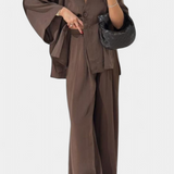 Eli V-Neck Top with Straight-Leg Pants Set