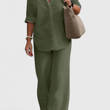 Skye Relaxed Fit Two-Piece Linen-Cotton Ensemble