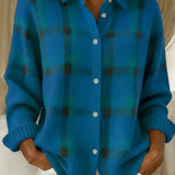 Kelsey | Brushed Knit Plaid Cardigan