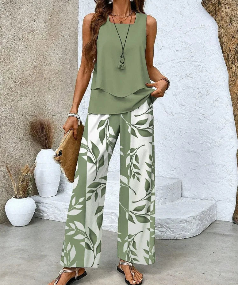 Ovelynra™ | Sleeveless Top And Wide-Leg Pants Set