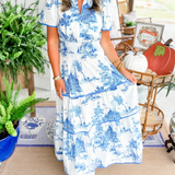 Eliza | Classic Toile Maxi Dress