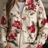 Wilhelmine | Rose Print Zip Cardigan