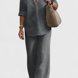 Skye Relaxed Fit Two-Piece Linen-Cotton Ensemble