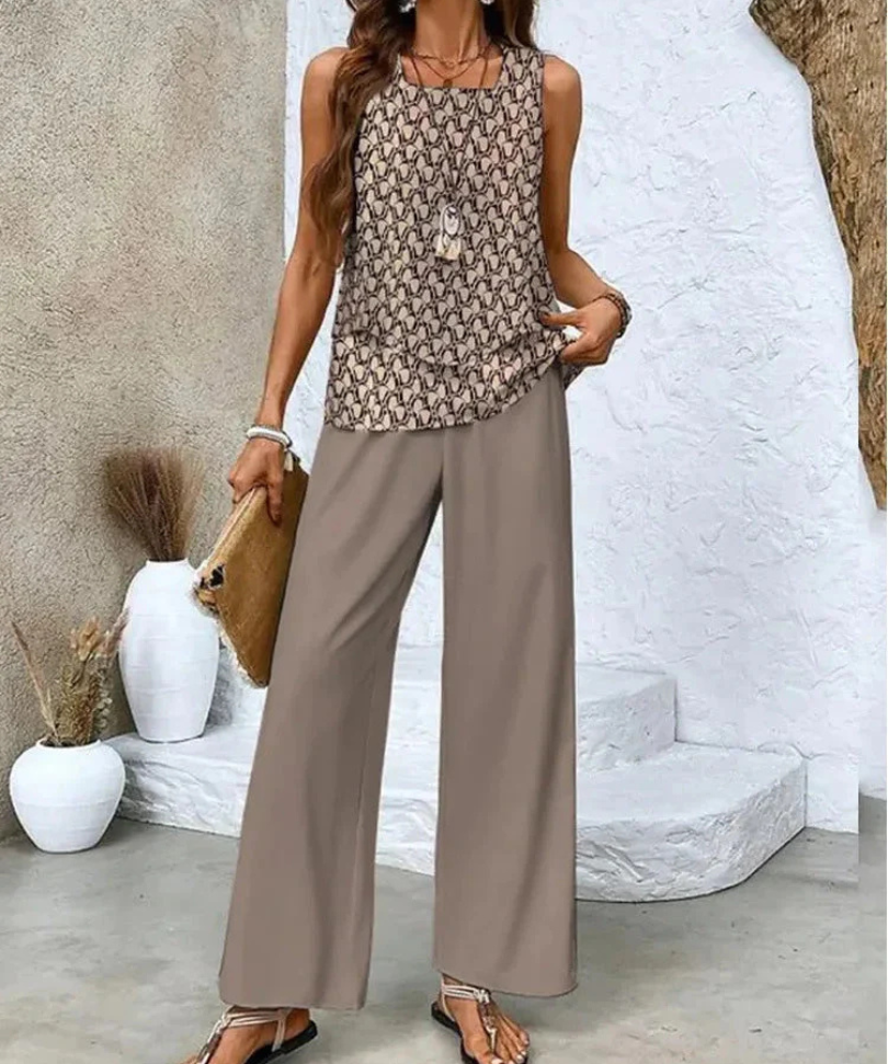 Ovelynra™ | Sleeveless Top And Wide-Leg Pants Set