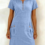 Fiona | Cotton Dress with Zipper Pocket