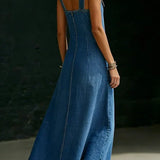 Anna | Button-Front Denim Maxi Dress