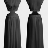 Jocelyn High Neck Top and Flowing Skirt with Side Slits