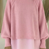 Adelyn | Pink Layered Knit Sweater
