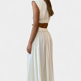 Jocelyn High Neck Top and Flowing Skirt with Side Slits