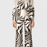 Artistic Print Off-the-Shoulder Top and Wide-Leg Pants Set by Sybella