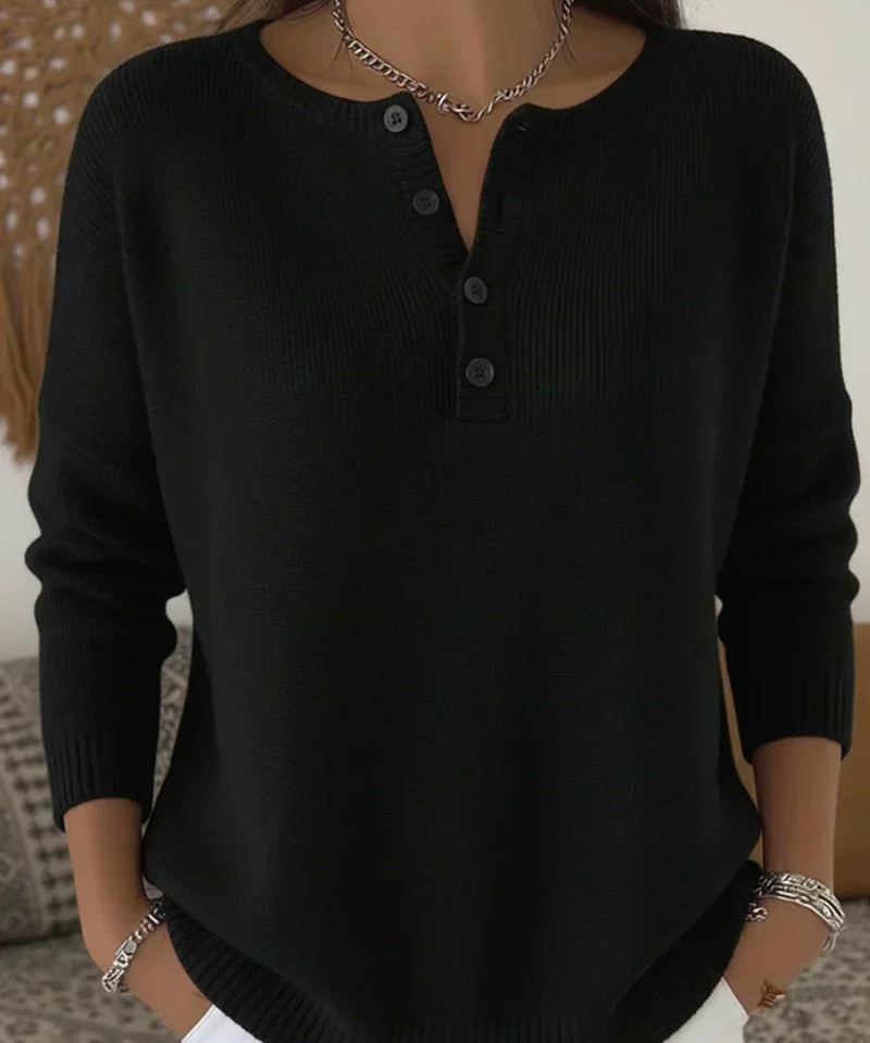 Carol | Henley Button Knit Sweater