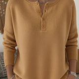 Helena™ | Henley Button-Up Knit Sweater