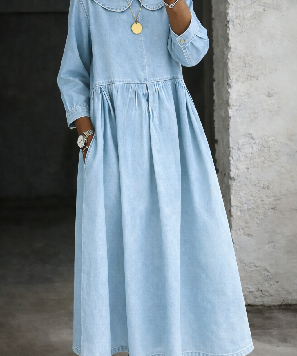 Olivia | Peter Pan Collar Denim Dress