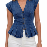 Virginia | V-Neck Denim Top