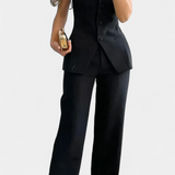 Ekaterina Strapless Set with High-Waisted Wide-Leg Pants