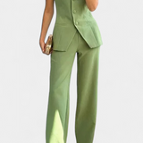 Ekaterina Strapless Set with High-Waisted Wide-Leg Pants