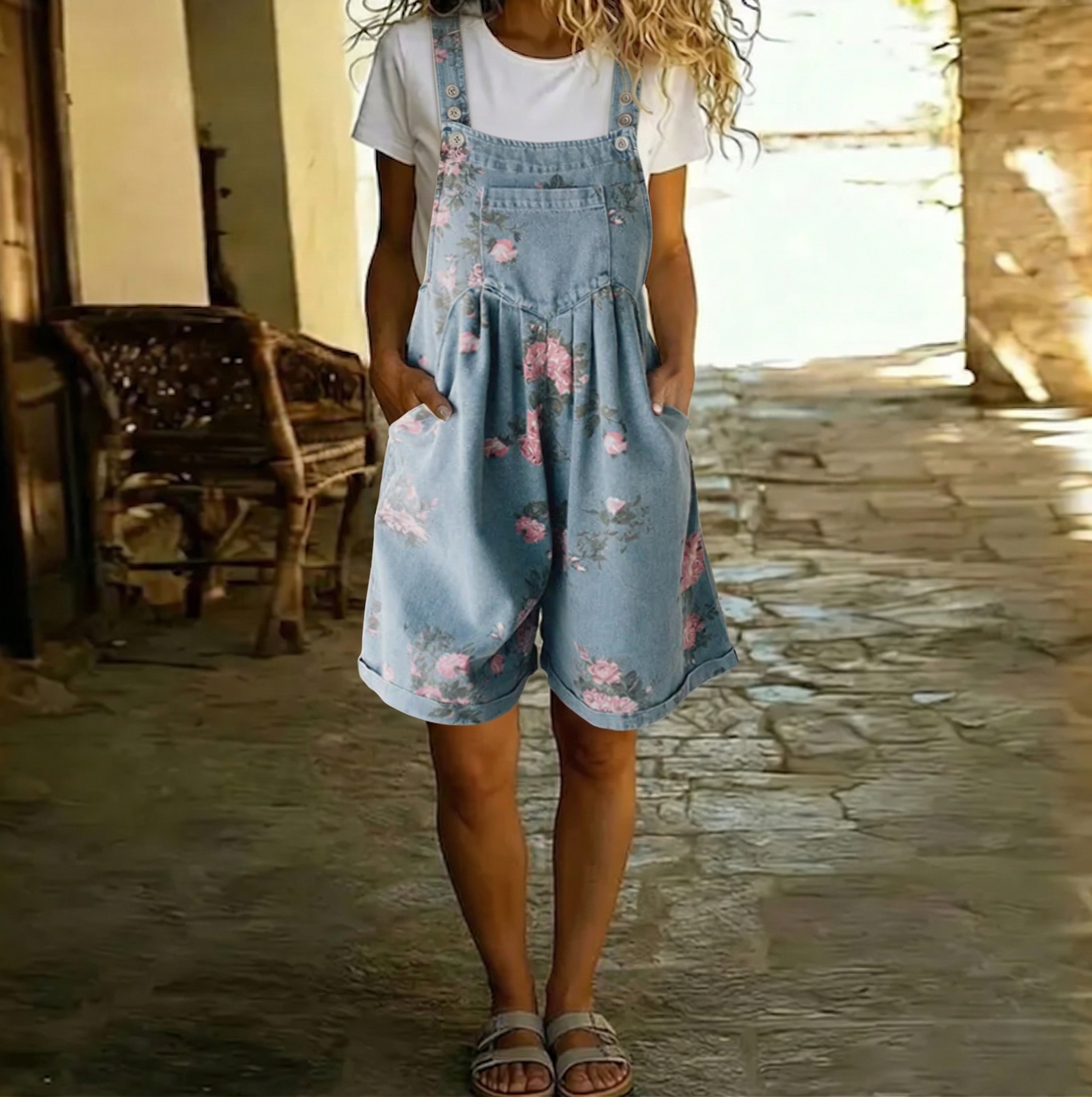Zoey | Floral Denim Jumpsuit