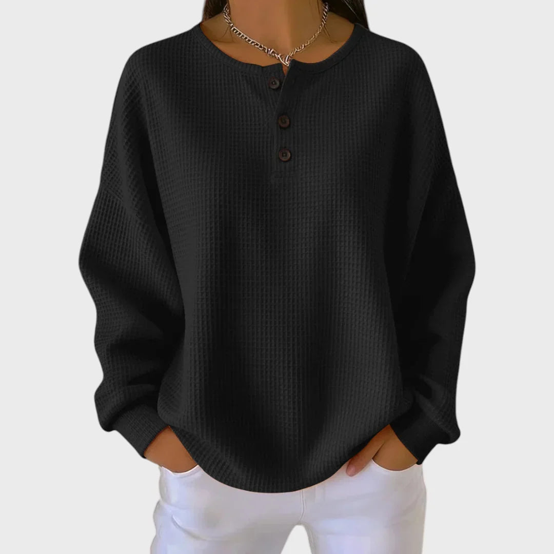 Hélène | Orange Waffle-Knit Sweater
