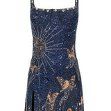 Celeste – Midnight Blue Beaded Mini Dress