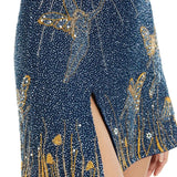 Celeste – Midnight Blue Beaded Mini Dress
