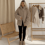 Amanda | Oversized Teddy Jacket with Stand Collar