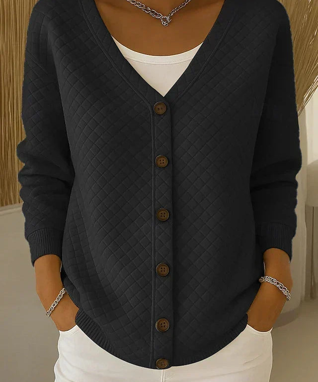 Rosemary | Diamond Quilted Button Cardigan