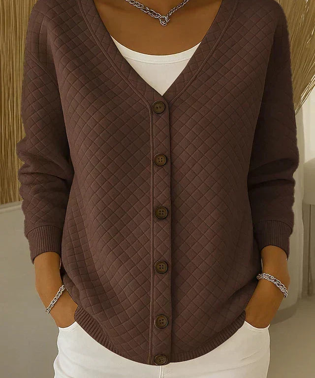 Rosemary | Diamond Quilted Button Cardigan