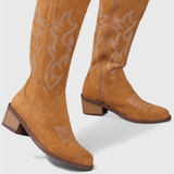 Elka Suede Western Boots with Timeless Stitch Detail