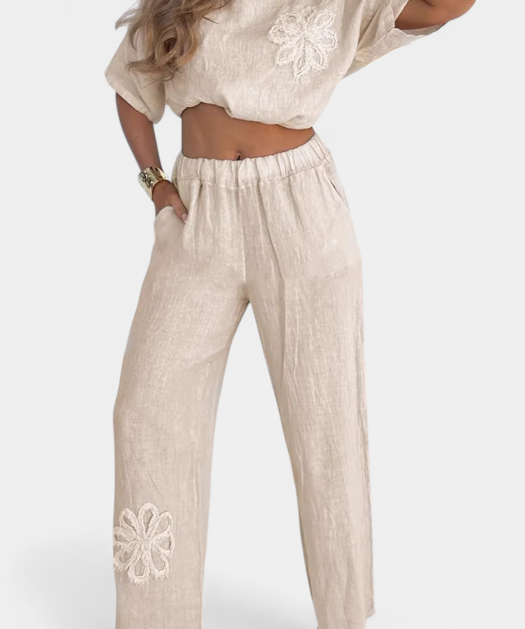 Embroidered Linen Set - Natalia Casual Collection