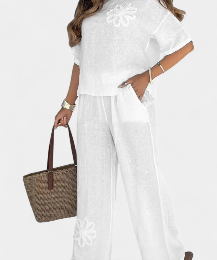 Embroidered Linen Set - Natalia Casual Collection