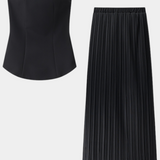 Clarita Strapless Bandeau Top with Pleated Skirt Set