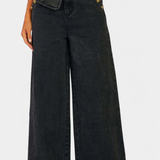 Ludovica Denim Set: Fitted Sleeveless Jacket & Wide-Leg Jeans