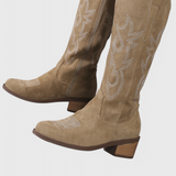 Elka Suede Western Boots with Timeless Stitch Detail