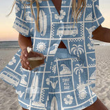 Ashley | Retro Surf Print Two-Piece Summer Set