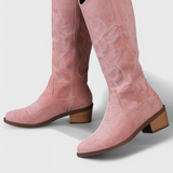 Elka Suede Western Boots with Timeless Stitch Detail