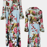 Sanne Botanical Print Ensemble: Belted Shirt and Palazzo Pants