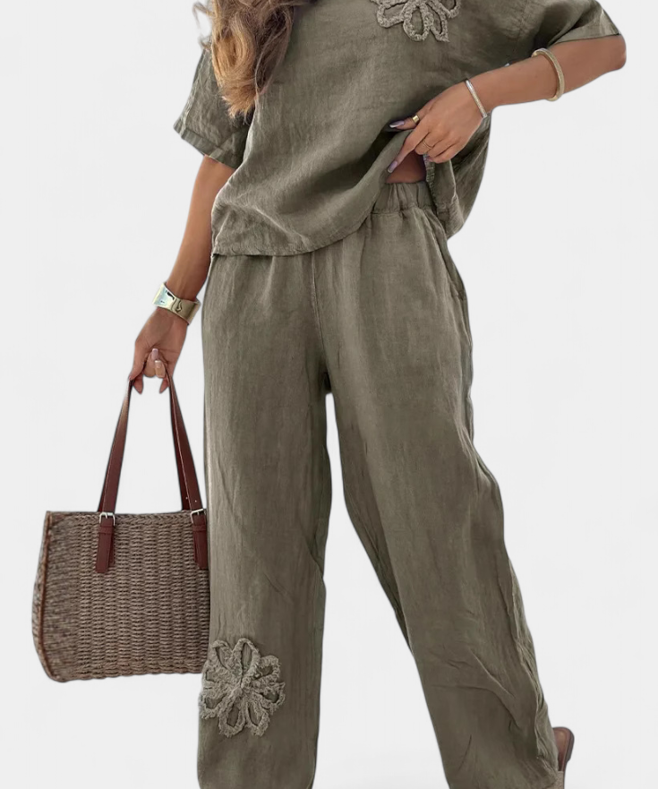Embroidered Linen Set - Natalia Casual Collection