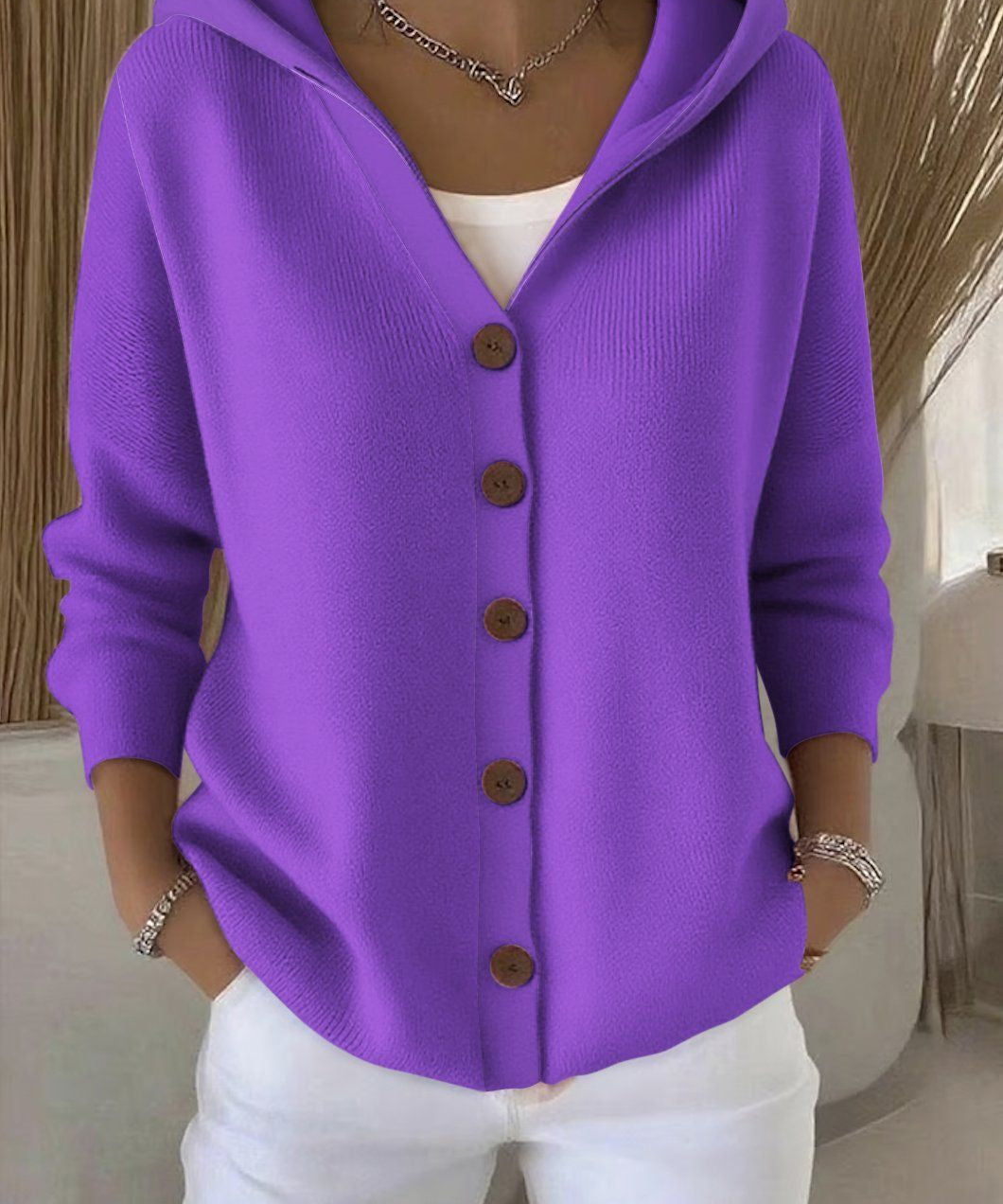 Darienne™ | Hooded Button-Up Knit Cardigan