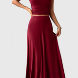 Anastasia Ruffled Top and Flowing Skirt Two-Piece Set