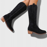 Elka Suede Western Boots with Timeless Stitch Detail