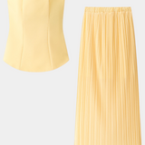 Clarita Strapless Bandeau Top with Pleated Skirt Set