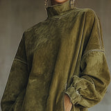 Gabriela | Suede Dress with High Neck and Fringe