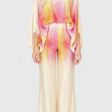 Artistic Print Off-the-Shoulder Top and Wide-Leg Pants Set by Sybella